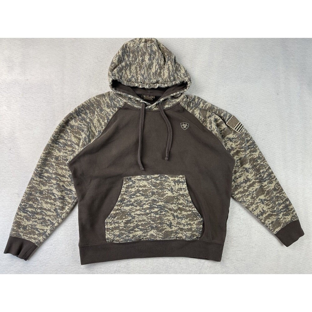 Ariat Men’s Medium Patriot Digital Camo American Flag Patched Pullover Hoodie